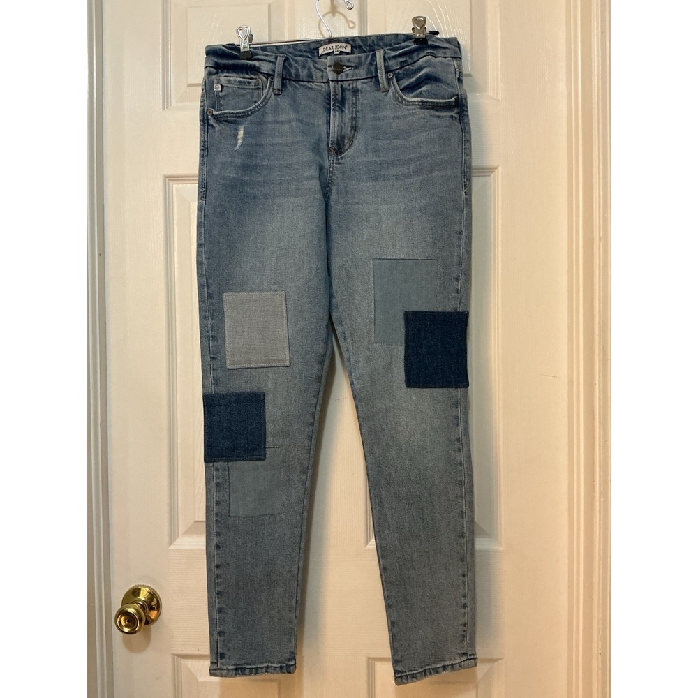 Dear John Gisele High Rise Skinny Jeans Patched Knees 28 Stretch‎